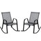 2-Piece Outdoor Rocking Chair Set with Metal Frame and Breathable Fabric Seat for Patio or Porch